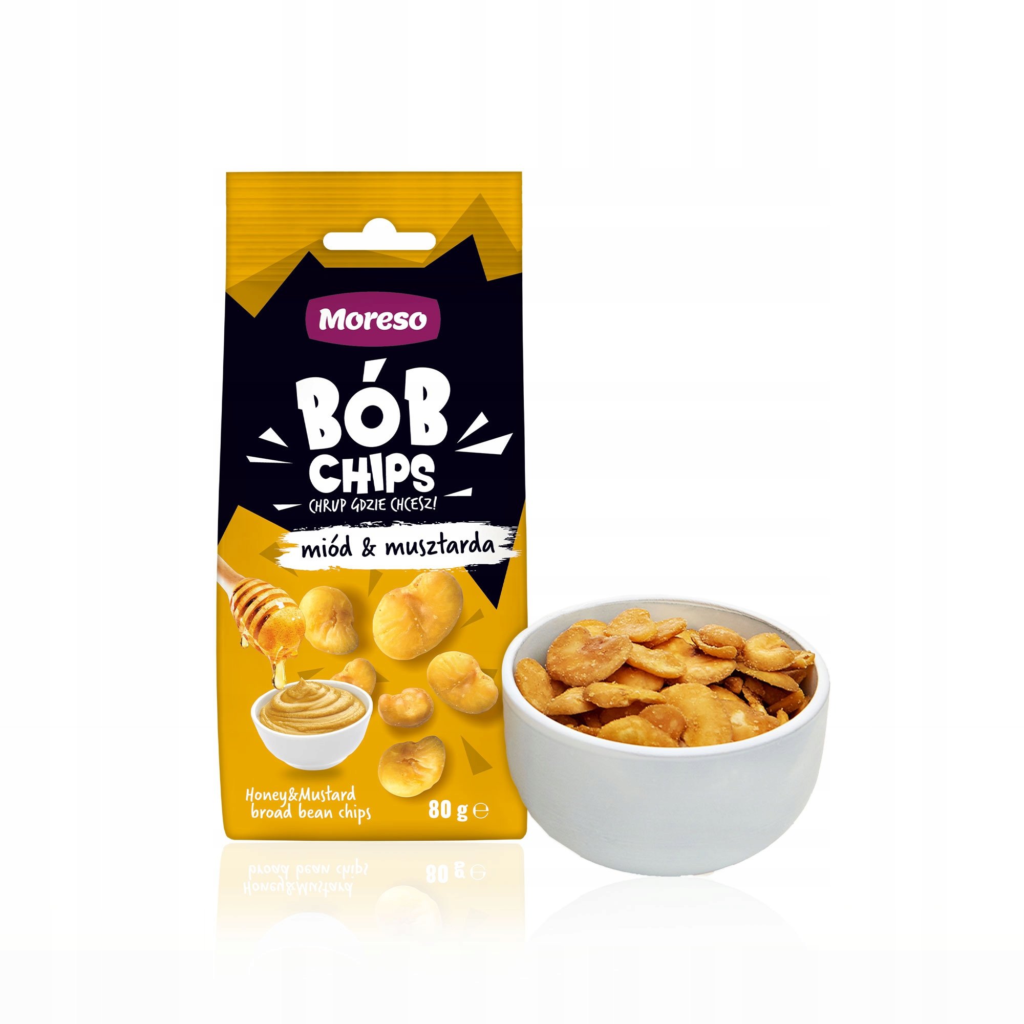 Moreso Chipsy z bobu o smaku miodu i musztardy 80 g