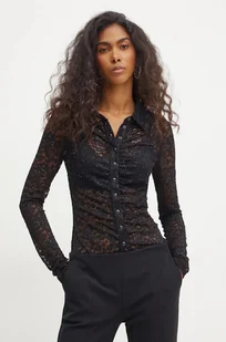 Guess koszula MICA damska kolor czarny slim z kołnierzykiem klasycznym W4BP30 KCG90 - Koszule damskie - miniaturka - grafika 1