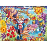 Puzzle - Bluebird Puzzle 6000 Kolorowe słonie w ogrodzie - miniaturka - grafika 1