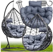 Fotele ogrodowe wiszące - KANZA Hitbaits KOKON Fotel WISZACY czarny gruby splot - miniaturka - grafika 1