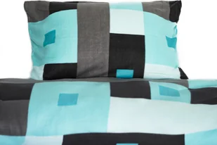 Nowoczesna pościel z polaru - Stylowy wzór w kolorze turkusowym, czarnym, szarym wykonana w 100% z poliestru 155x220 cm - Pościel - miniaturka - grafika 1