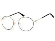 Okulary korekcyjne, oprawki, szkła - Lenonki okrągłe Okulary oprawki optyczne 919A złoto-czarne - miniaturka - grafika 1