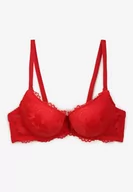 Biustonosze - Czerwony Biustonosz Full Cup z Subtelną Koronką i Małą Kokardką Pisalia - miniaturka - grafika 1