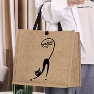 Torebki damskie - TEMU Ciesz się życiem z tą stylową torbą jutową: Idealna do dojazdów do pracy, szkoły, zakupów, podróży, na plażę i nie tylko - Dostępna w kolorze - miniaturka - grafika 1