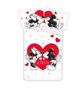 Pościel bawełniana 140x200 Myszka Miki i Mini serce 1032 Minnie Mickey Mouse love poszewka 70x90 - Pościel dla dzieci - miniaturka - grafika 1