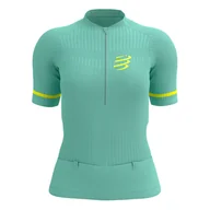 Koszulki sportowe męskie - COMPRESSPORT Koszulka kompresyjna do biegania damska TRAIL POSTURAL SS TOP shell blue - miniaturka - grafika 1