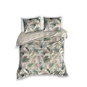 Pościel - Pościel Bawełniana -140x200 - Egzotyczne liście zieleń/beż - miniaturka - grafika 1