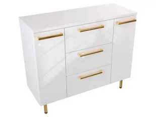 Szafka Stojąca Z Blatem ATH 100 cm D - Biały Wysoki Połysk - Uchwyty Złote Polerowane - Szafki łazienkowe - miniaturka - grafika 1