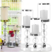 Świeczniki - ZESTAW ŚWIECZNIKÓW NA STÓŁ SREBRNE GLAMOUR NOWOCZESNE - miniaturka - grafika 1