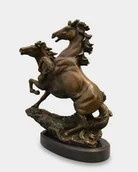 Figurki dekoracyjne - Dwa Galopujące Konie Rzeźba z Brązu - miniaturka - grafika 1