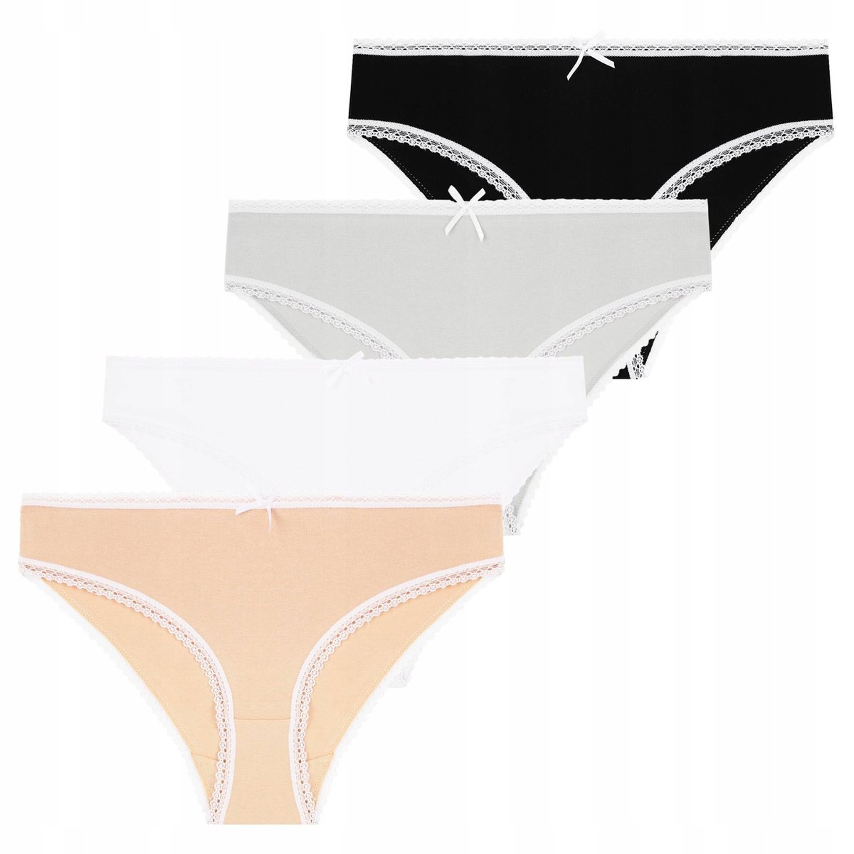 4X Majtki Damskie Figi Bikini Bawełniane Klasyczne Zestaw Komplet Moraj M