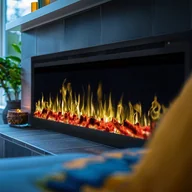 Kominki elektryczne - Kominek elektryczny AFLAMO Royal 72 - ogień premium - na ścianę i do zabudowy - 182x43x15 cm - dekoracyjny kominek LED z grzaniem 750/1500 W - miniaturka - grafika 1