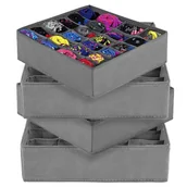 Pudła i pojemniki do przechowywania - Springos Organizer do szuflady na bieliznę zestaw 4 szt. pudełka z 24 przegródkami szare 4xHA3014 - miniaturka - grafika 1