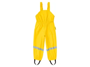 Playshoes Spodnie przeciwdeszczowe dziecięce dla dziewczynki / chłopca, na szelkach z odblaskami (Żółty, 110/116) - Spodnie i spodenki dla chłopców - miniaturka - grafika 1