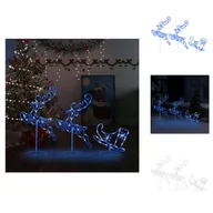 Oświetlenie świąteczne - vidaXL Dekoracja świąteczna LED renifer i sanie akrylowe 260x21x87 cm niebieskie - lampki choinkowe - miniaturka - grafika 1