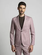 Marynarki męskie - Marynarka do zestawu lumarzo róż slim fit - miniaturka - grafika 1