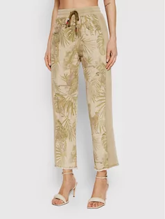 Spodnie damskie - Desigual Spodnie materiałowe Jungle 22SWPW21 Zielony Regular Fit - grafika 1