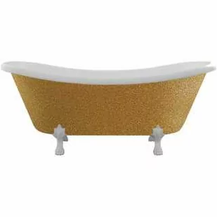 Besco WKA-190+GZW AMELIA GLAM złota wanna wolnostojaca 190 x 77 nogi białe - Wanny - miniaturka - grafika 1