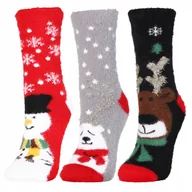 Skarpetki damskie - Skarpetki ŚWIĄTECZNE Frotte Futrzaki Skarpety na Święta MORAJ 3-PAK 35-38 - miniaturka - grafika 1