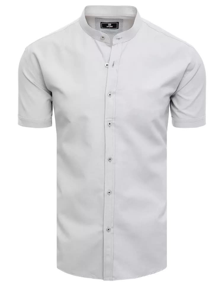 Koszula męska z krótkim rękawem jasnoszara Dstreet KX0999-M