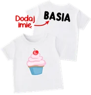 Koszulki dla dziewczynek - Koszulka dla Dziecka z imieniem i babeczką - miniaturka - grafika 1