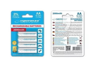 Esperanza 2000mAh 4 szt AA Białe EZA104W (EZA104W) - Ładowarki i akumulatory - miniaturka - grafika 1