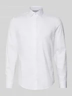 Koszule męskie - Koszula biznesowa o kroju slim fit z bawełny z kołnierzykiem typu kent - miniaturka - grafika 1