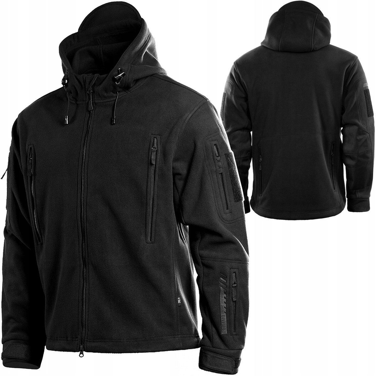 Kurtka Bluza Polar Ciepła Z Kapturem Windblocker Division Czarna M-Tac XL