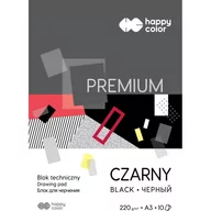 Podobrazia, bloki, papiery - Happy Color, Blok techniczny A3 220G Premium Czarny, Pakiet 10szt. - miniaturka - grafika 1