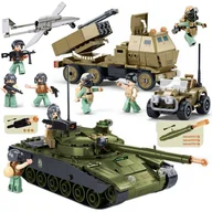 Klocki - Klocki CZOŁG T90 STRZELA CIĘŻARÓWKA Wyrzutnia DRON JEEP Armia 6 Figurek - miniaturka - grafika 1