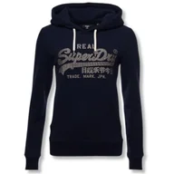 Bluzy damskie - Bluza damska Superdry Vl Boho Sparkle Hood z kapturem granatowa-S - miniaturka - grafika 1