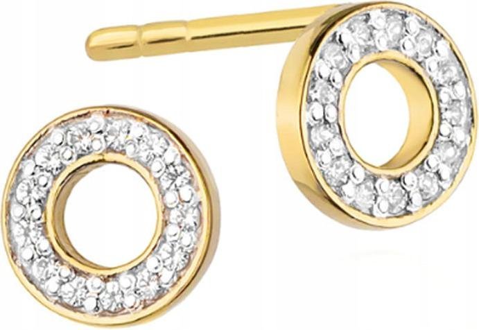 Złote kolczyki 585 ringi z diamentami brylanty kobiece na elegancko 14k