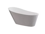 Wanny - Wanna wolnostojąca Besco Melody Glam 150x80 cm owalna srebrny/biały połysk syfon i maskownica biała WA-150-MSB - miniaturka - grafika 1