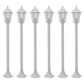 Lampy ogrodowe - vidaXL Lampy ogrodowe, 110 cm, E27, aluminium, 6 szt., białe - miniaturka - grafika 1