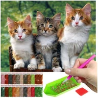 Malowanie po numerach - Haft Diamentowy ARTULIO, Obraz DIY 5D, Diamond Painting, Mozaika diamentowa 30x40cm (Trzy kociaki) + zestaw akcesoriów - miniaturka - grafika 1