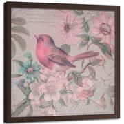 Plakaty - Plakat w ramie brązowej FEEBY Ptak w kwiatach, 40x40 cm - miniaturka - grafika 1