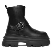 Botki damskie - Botki Buffalo Dione Biker Boot Mid 1270127 Czarny - miniaturka - grafika 1