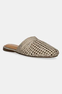 Tommy Hilfiger klapki CROCHET METALLIC LEATHER MULE damskie kolor złoty FW0FW08606 - Klapki i japonki damskie - miniaturka - grafika 1