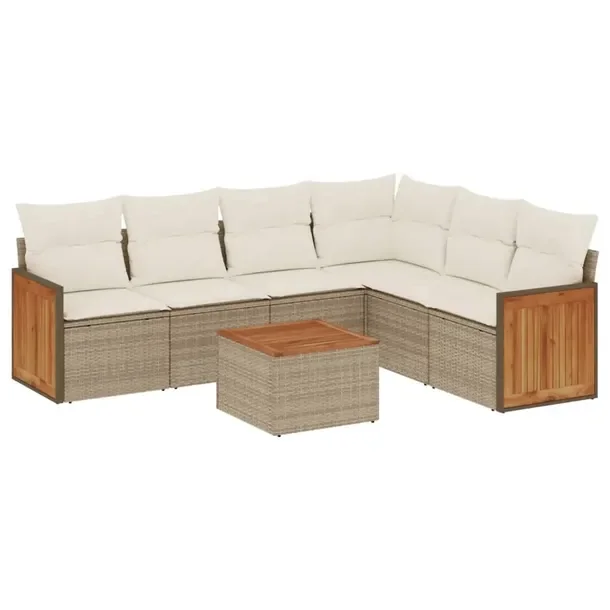Zestaw mebli ogrodowych beżowy z rattanem PE, wymiary: 62x62x69 cm, 55x62x
