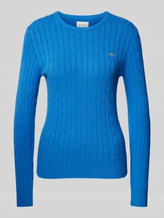 Sweter z dzianiny z prążkowanymi wykończeniami - Swetry damskie - miniaturka - grafika 1