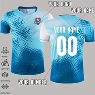 Piłka nożna - TEMU Indywidualny Męski Dres Piłkarski z Dekoltem w Serek - Spersonalizowane Logo, Imię i Numer, Oddychający Poliester Odprowadzający Wilgoć na - miniaturka - grafika 1