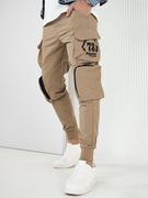 Spodnie męskie - Spodnie męskie bojówki beżowe Dstreet UX4166 - miniaturka - grafika 1