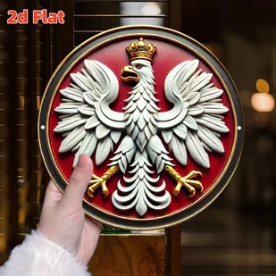 TEMU 2D Płaski, 2D "Biały Orzeł " Symbol Szlacheckiej Mocy Element Arystokratyczny, Dekoracyjny na Ścianę, Trwała Okrągła Tabliczka Aluminiowa do - Rękodzieło - miniaturka - grafika 1