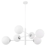 Lampy sufitowe - Lampa sufitowa wisząca Cannes biała modern 6xE14 klosz szklany kula biała/srebrna Light Home LH - miniaturka - grafika 1