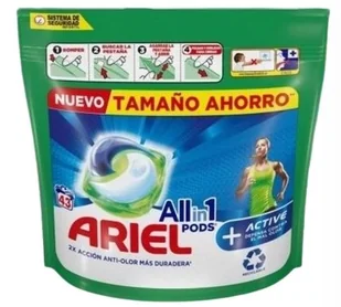 Ariel Pods+ Active Kapsułki uniwersalne do prania, 43 sztuk - Środki do prania - miniaturka - grafika 1