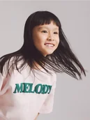 Koszulki dla dziewczynek - Reserved - Luźny t-shirt z nadrukiem - pastelowy róż - miniaturka - grafika 1