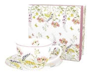 Filiżanki - Filiżanka do kawy i herbaty porcelanowa ze spodkiem DUO ALICE 270 ml - miniaturka - grafika 1