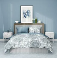 Pościel - Faro Pościel satynowa 160x200 Elegant 003 ornamenty biała szara kwiaty orientalna dwustronna S 23 - miniaturka - grafika 1