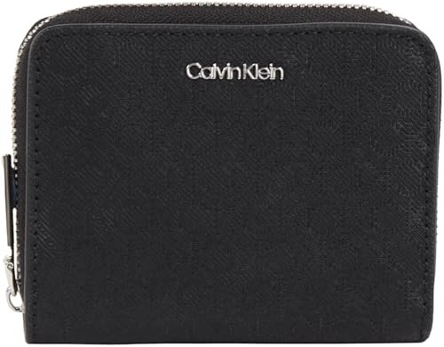 Calvin Klein Damski portfel CK MUST M z zamkiem błyskawicznym, czarny mono, rozmiar 0ne, Czarny, pojedynczy, 0ne Size