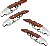 Korkociągi i otwieracze - 4 x korkociąg do wina ze stali nierdzewnej nóż kelnerski otwieracz do wina z otwieraczem do butelek i przecinakiem do folii nóż sommelierski wielofunkcyjne sztućce kelnerskie korkociąg do wina korkociąg ręczny - miniaturka - grafika 1